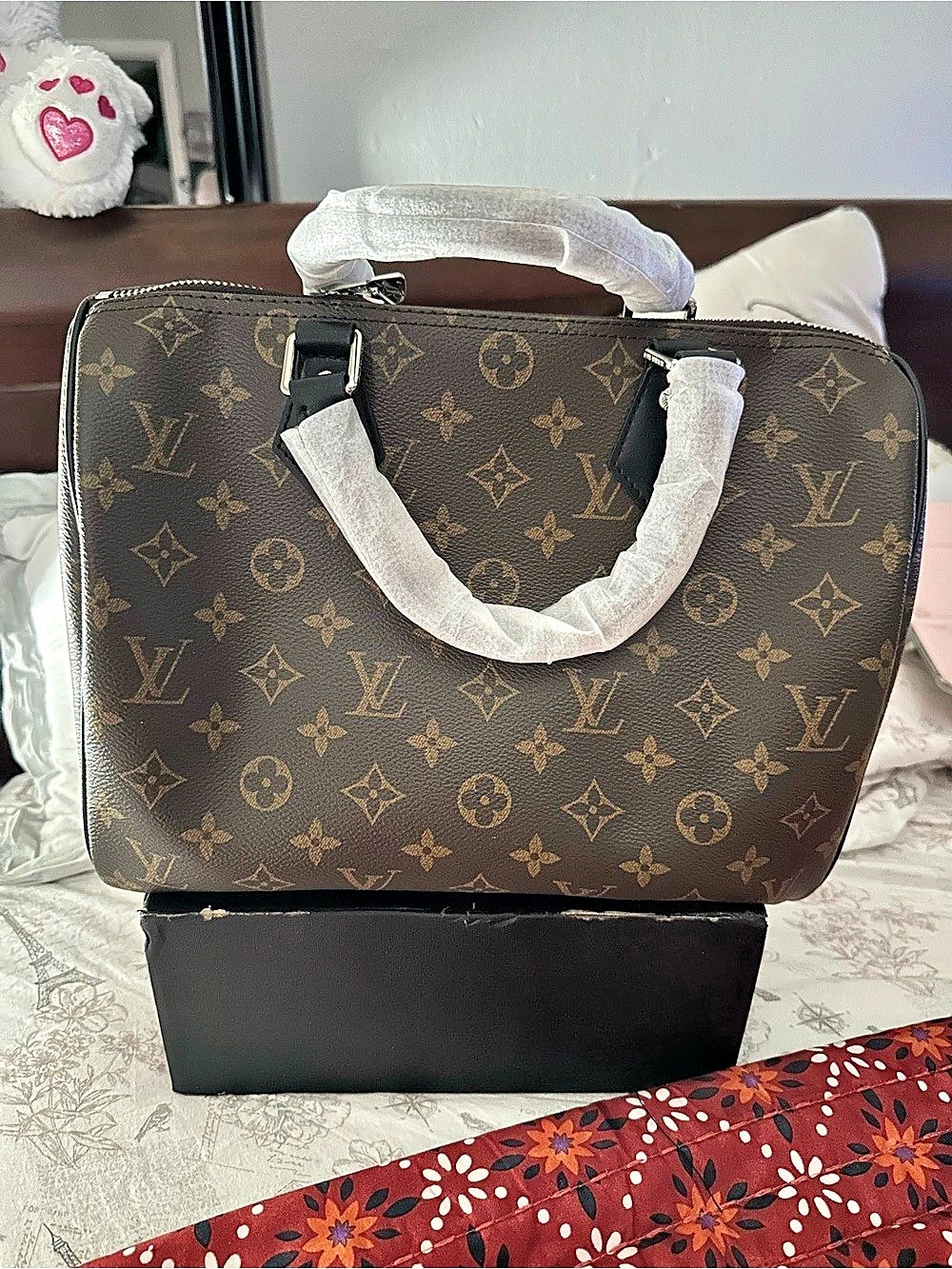 L V Monogram Canvas Satchel Brown & Black - Picture 2 of 11